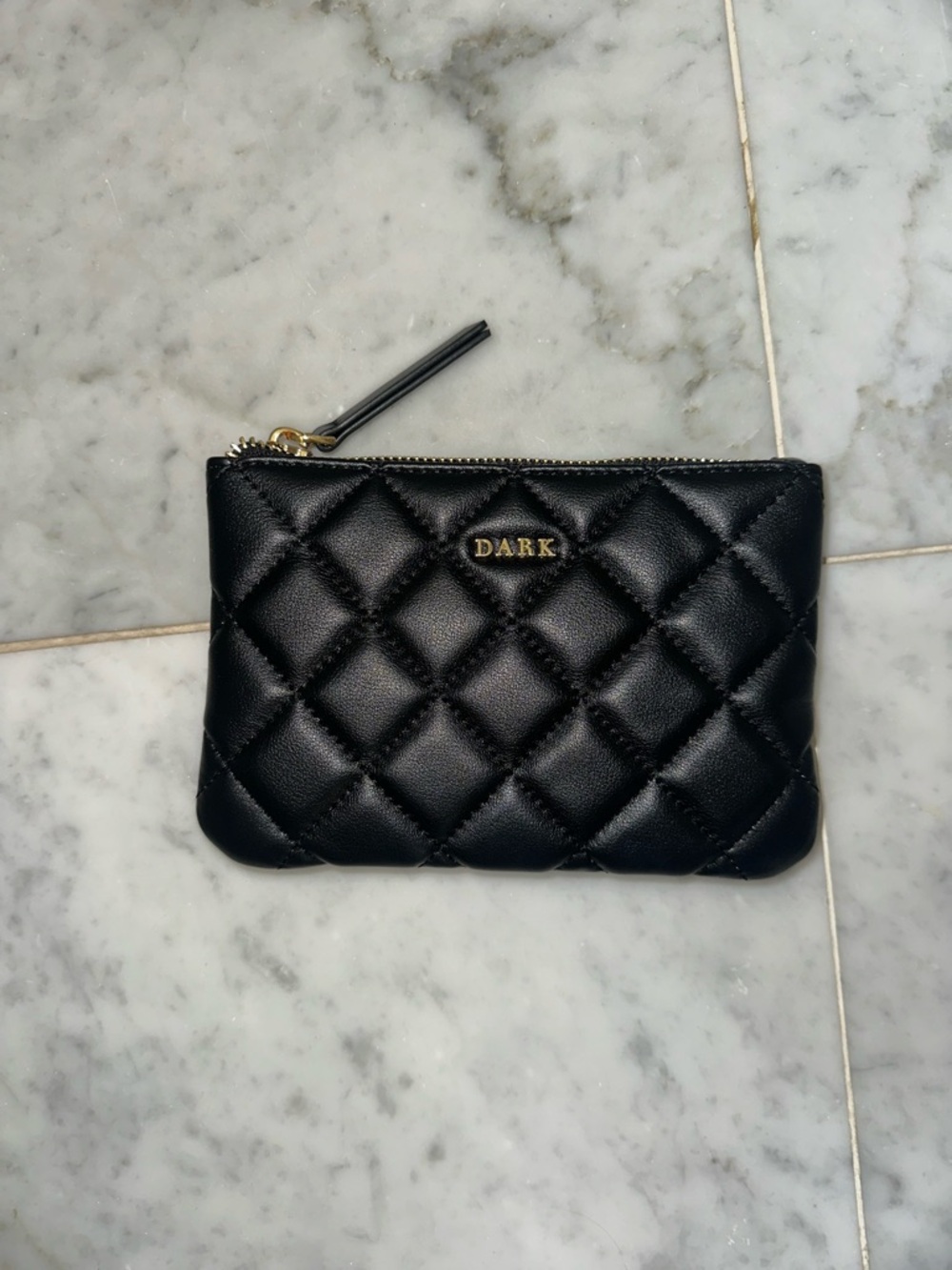 Quilted Black Zip Pouch for Women
